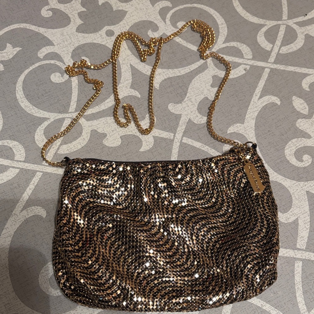Whiting and Davis Sequin Gold Chain Shoulder Bag